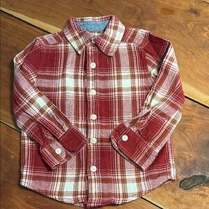 OshKosh Boys Herringbone Plaid Flannel Button Front Shirt